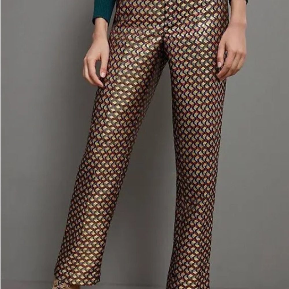 Anthropologie Gold and Black Geometric Pants